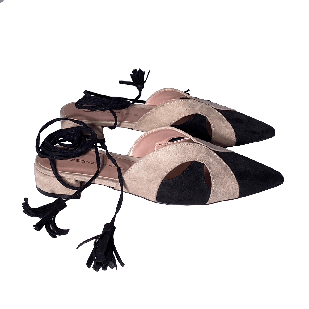 Identità Flat CECILIA CAMOSCIO BEIGE/NERO