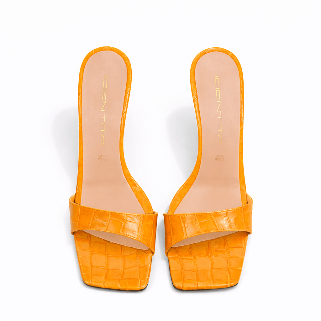 Identità Mules MARIARITA STAMPA COCCODRILLO ARANCIONE